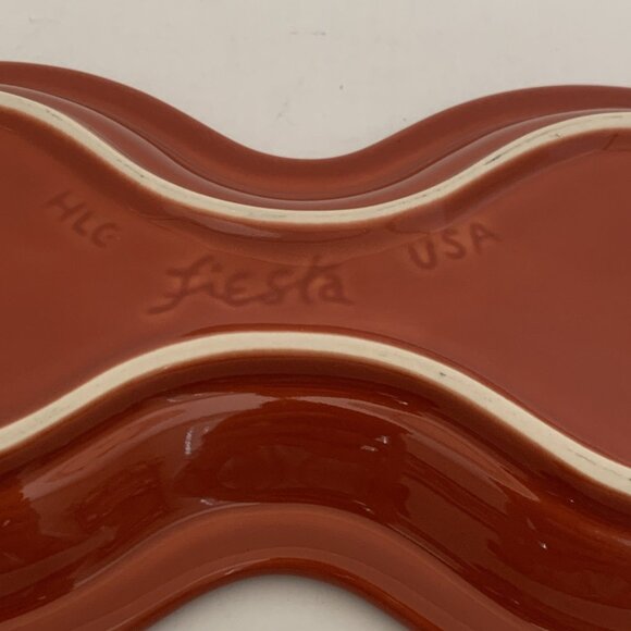 Fiesta Fiestaware Creamer & Lidded Sugar Bowl w/ Tray Cinnabar Homer Laughlin - Picture 12 of 12